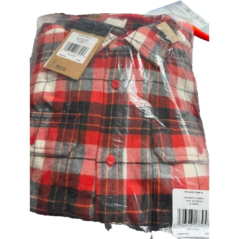 NWT The North Face Arroyo Flannel Shirt Fiery Red Plaid Button Up XL